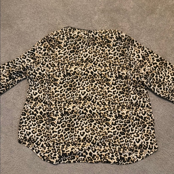 Essentials by ABS Leopard Print Top with Black Leather Trim - Picture 7 of 10
